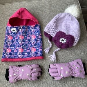 Turtle fur hat balaclava and H&M gloves lot toddler size